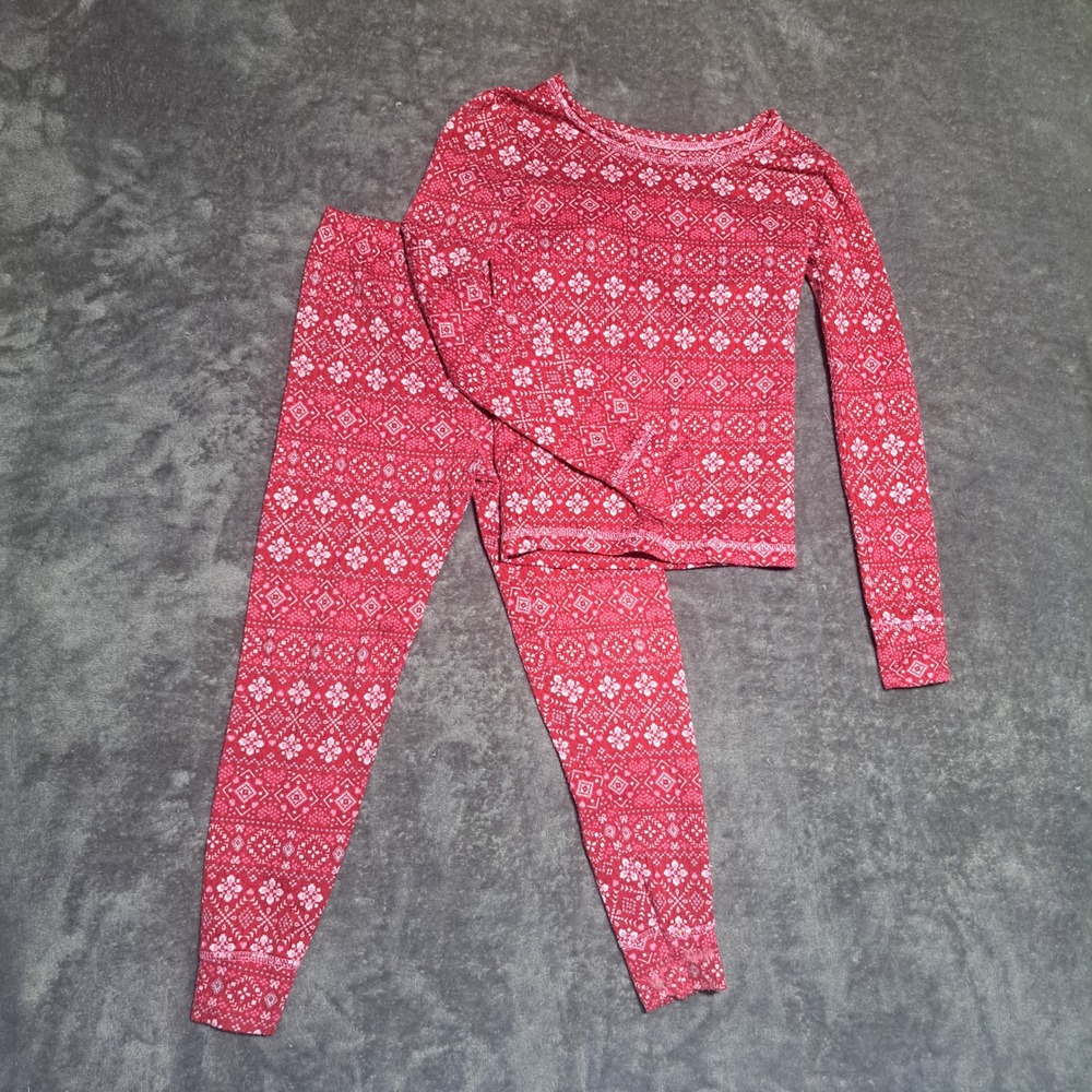 Laura Ashley Girls Red Fair Isle Pajama Set Size 6 Christmas Sleepwear Holiday